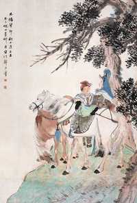 倪田 1903年作 木兰从军 立轴